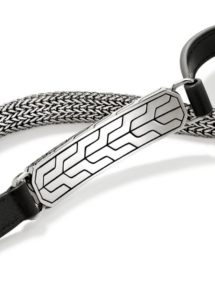 细节 - 点击放大 - JOHN HARDY - ID Sterling Silver Black Leather Flat Chain Double Wrap Bracelet — Size UL