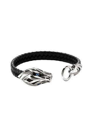 细节 - 点击放大 - JOHN HARDY - Naga Sterling Silver Blue Sapphire Leather Bracelet — Size UL