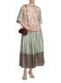 模特儿示范图 - 点击放大 - BIYAN - Mixed Print Silk Midi Skirt
