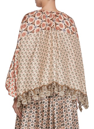 背面 - 点击放大 - BIYAN - Embellished Hem Mixed Print Silk Blouse