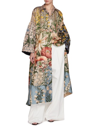 模特儿示范图 - 点击放大 - BIYAN - Oversized Mixed Print Long Coat