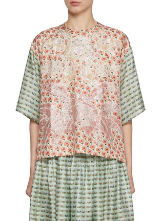 首图 - 点击放大 - BIYAN - Mixed Print Silk Blouse