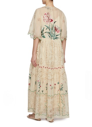 背面 - 点击放大 - BIYAN - Floral Embroidered Tiered Linen Maxi Dress