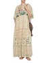 模特儿示范图 - 点击放大 - BIYAN - Floral Embroidered Tiered Linen Maxi Dress