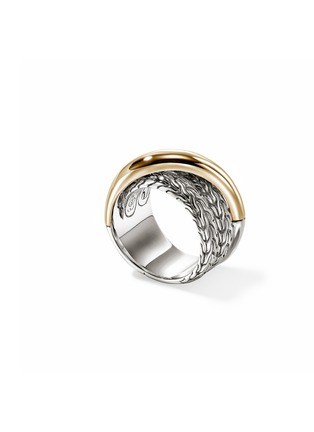 细节 - 点击放大 - JOHN HARDY - JH Essentials 14K Gold Sterling Silver Crossover Ring — Size 7