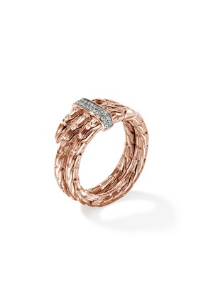 细节 - 点击放大 - JOHN HARDY - Spear Diamond Pavé 14K Rose Gold Double Wrap Ring — Size 7