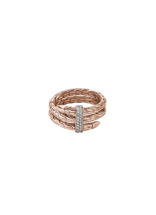 首图 - 点击放大 - JOHN HARDY - Spear Diamond Pavé 14K Rose Gold Double Wrap Ring — Size 7