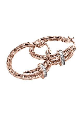 细节 - 点击放大 - JOHN HARDY - Spear Diamond Pavé 14K Rose Gold Hoop Earrings