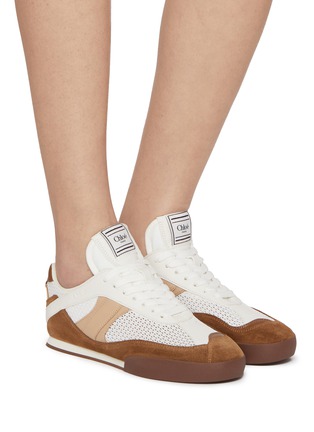 模特儿示范图 - 点击放大 - CHLOÉ - Chloe Kick Mesh Leather Sneakers