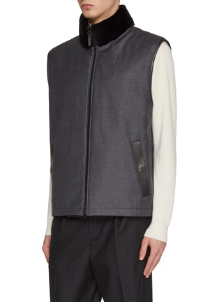 细节 - 点击放大 - YVES SALOMON - Reversible Stand Collar Gilet Vest