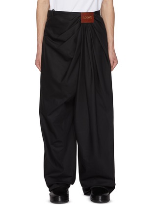 首图 - 点击放大 - LOEWE - Logo Patch Draped Front Cotton Silk Pants