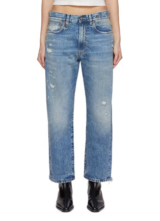 首图 - 点击放大 - R13 - Boyfriend Asymmetrical Half Raw Hem Jeans