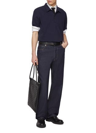 模特儿示范图 - 点击放大 - BOTTEGA VENETA - Embroidered Logo Cotton Polo Shirt