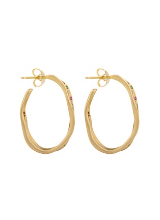 细节 - 点击放大 - NADA GHAZAL - Baby Malak Bonbon 18K Gold Sapphire Hoop Earrings