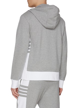 背面 - 点击放大 - THOM BROWNE - Four Bar Colour Block Zip Up Cotton Hoodie