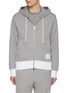 首图 - 点击放大 - THOM BROWNE - Four Bar Colour Block Zip Up Cotton Hoodie