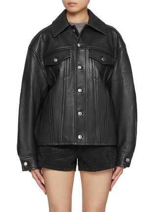 首图 - 点击放大 - ALEXANDERWANG - Oversized Leather Trucker Jacket