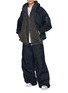 模特儿示范图 - 点击放大 - JUUN.J - Oversized Oil Treatment Denim Hoodie