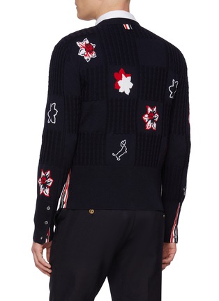 背面 - 点击放大 - THOM BROWNE - Patchwork Cable Knit Virgin Wool Cardigan