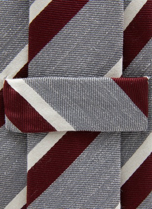 细节 - 点击放大 - STEFANOBIGI MILANO - Pin Striped Silk Linen Tie