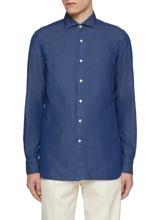 首图 - 点击放大 - LUIGI BORRELLI - NAPOLI - Rio Spread Collar Denim Shirt