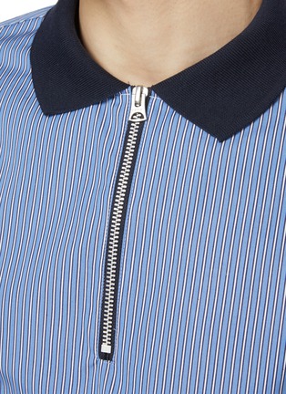  - SACAI - Contrast Collar Striped Cotton Polo Shirt