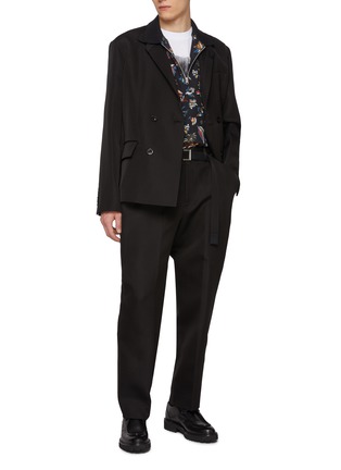 模特儿示范图 - 点击放大 - SACAI - Shirt Collar Double Breasted Silk Cotton Blazer