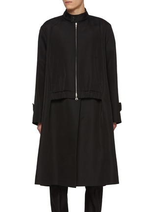 首图 - 点击放大 - SACAI - Neck Strap Layered Silk Cotton Coat