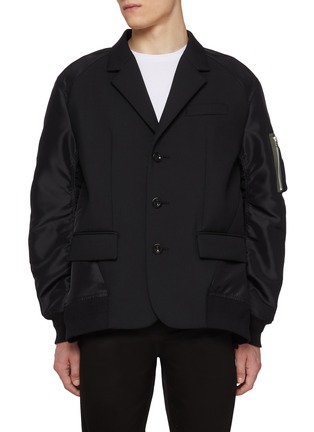 首图 - 点击放大 - SACAI - Elasticated Waist Hybrid Suiting Bomber Jacket