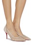 模特儿示范图 - 点击放大 - CHRISTIAN LOUBOUTIN - 80 APOSTROPHA 仿钻饰网眼高跟鞋
