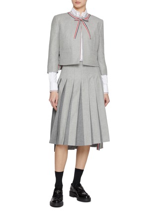 模特儿示范图 - 点击放大 - THOM BROWNE - 三条纹系带羊毛夹克