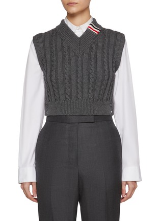 首图 - 点击放大 - THOM BROWNE - 短款 V 领羊毛马甲