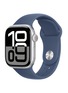 Detail View - 点击放大 - APPLE - Apple Watch Series 10 GPS — Silver Aluminium Case 42mm/Denim Sport Band S/M