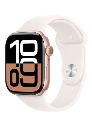 Detail View - 点击放大 - APPLE - Apple Watch Series 10 GPS — Rose Gold Aluminium Case 46mm/Light Blush Sport Band M/L