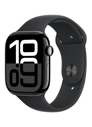 Detail View - 点击放大 - APPLE - Apple Watch Series 10 GPS — Jet Black Aluminium Case 46mm/Black Sport Band M/L