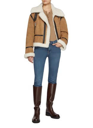 模特儿示范图 - 点击放大 - MO&CO. - Faux Fur Collar Short Jacket