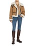 模特儿示范图 - 点击放大 - MO&CO. - Faux Fur Collar Short Jacket