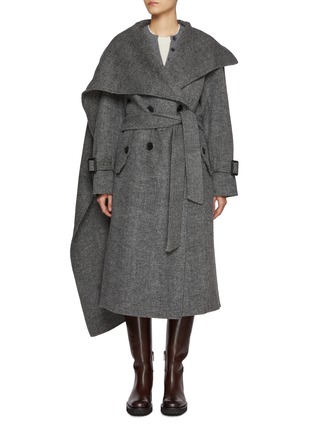 首图 - 点击放大 - MO&CO. - Belted Scarf Collar Coat