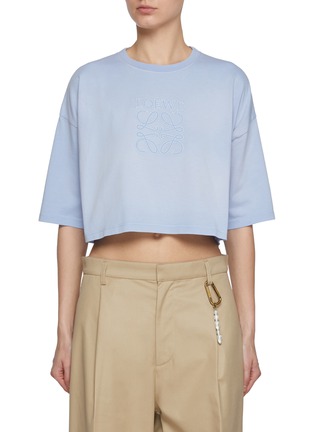 首图 - 点击放大 - LOEWE - Cropped Embroidered Logo Anagram Cotton T-Shirt