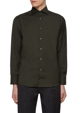 首图 - 点击放大 - ETON - Wide Spread Collar Wool Shirt