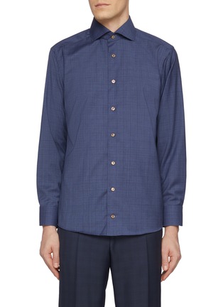 首图 - 点击放大 - ETON - Wide Spread Collar Check Wool Shirt