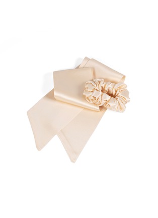 Detail View - 点击放大 - RE.VITYL - Silk Magic Bow Scrunchie & Ribbon Set — Champagne