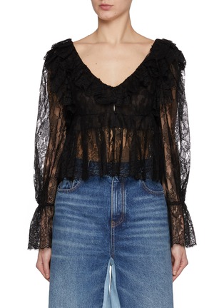 首图 - 点击放大 - CHLOÉ - V-Neck Floral Lace Top