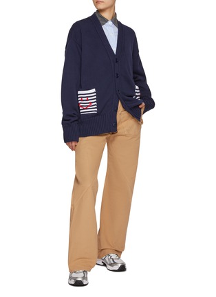 模特儿示范图 - 点击放大 - JOSHUA SANDERS - Smiley Face Motif Pocket Cotton Cardigan