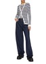 模特儿示范图 - 点击放大 - JOSHUA SANDERS - Round Smile Striped Knit Cardigan