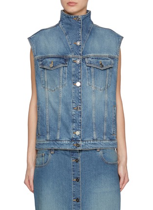 正面 -点击放大 - ALAÏA - 高领剪裁牛仔背心