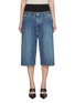 首图 - 点击放大 - ALAÏA - Contrast Waistband Medium Wash Bermuda Shorts