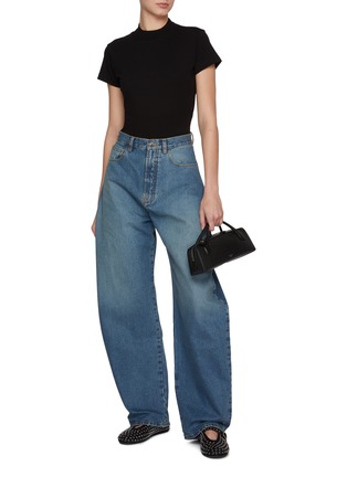 模特儿示范图 - 点击放大 - ALAÏA - Logo Embroidered Cotton T-shirt Bodysuit