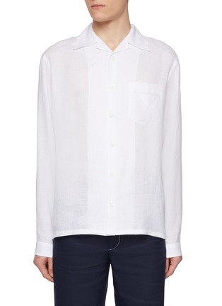 首图 - 点击放大 - PRADA - Logo Patch Pocket Linen Shirt