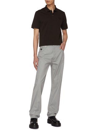 模特儿示范图 - 点击放大 - PRADA - LOGO 饰纯棉 POLO 衫